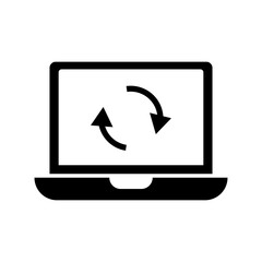 Reloading laptop. Restarting the computer. Computer icon. Vector.