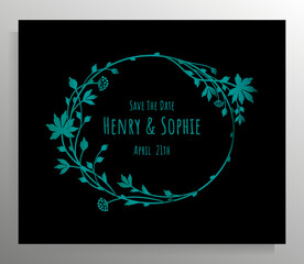 Vintage wedding invitation design. Vector template for card, poster.