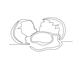 Continuous one line drawing of Chicken Egg. Broken Egg line art drawing vector illustration.