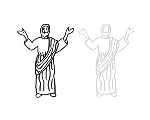 Jesus Christ Body and Spirit, Simple Vector Illustration Line Drawing