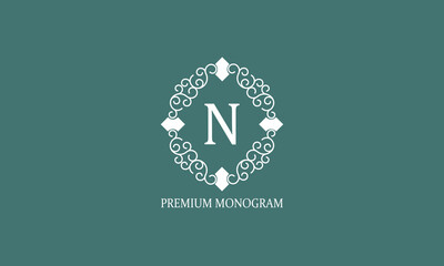 Obraz premium Luxury letter N logo design. Elegant monogram concept for boutique, restaurant, wedding service, hotel or business.