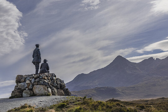 Sligachan monument to the explorers Collie and Mackenzie , Sligachan, Isle of Skye, Scotland