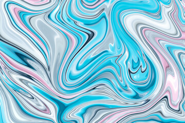 Moving colorful lines of abstract background. Liquid marble texture design, marbling surface, abstract futuristic pattern. Blue liquid paint background. Waves. Creative wallpaper with swirl.