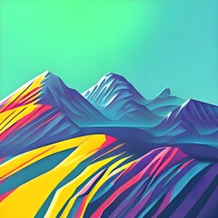 Moody and colorful digital art, Mountain artstation painting.
