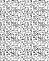 Trash Can Repeating Pattern - Seamless Black White Icon Sketch
