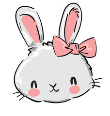 Bunny Hand Drawn isolated on white background design rabbit Children Print on tshirt Vector