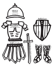 Armor of God Elements - Black White Icon Drawings