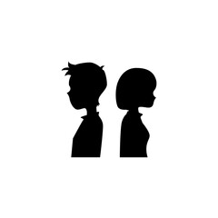 vector illustration of male and female silhouettes seen from the side for icons, symbols or logos 