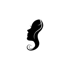 vector illustration of a female face silhouette seen from the side for an icon, symbol or logo. suitable for salon logos, spas or women's beauty products