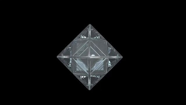 Octa diamond animation top view with alpha channels