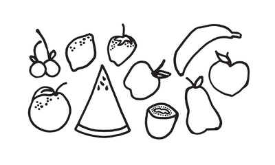 Isolated Fruit - Black sketch on white background