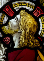Head of Jesus in stained glass