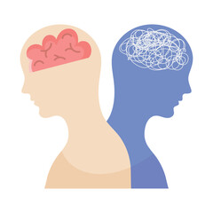 heads profiles with brains