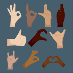 hand gestures icon set