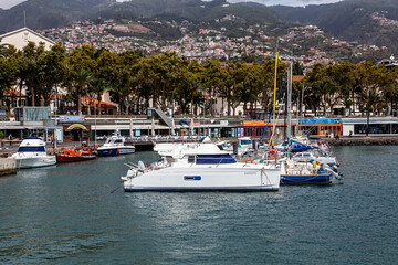 Overlooking at he marina of Funchal, Santa Luzia, Funchal,  Madeira, Portugal,  Europe