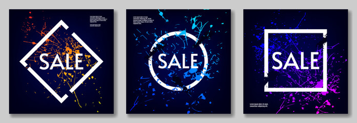Set of sale posters. Paint splash. Sale posters. Design elements for magazine, headline, poster, cover.  