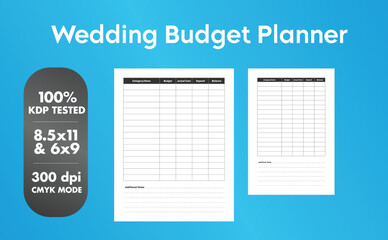 This is a Wedding Budget Planner with 2 popular sizes. 8.5x11 and 6x9. This will help you to manage and look after your costs of all materials for a wedding.