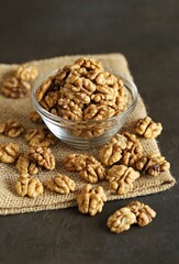 Walnuts. Organic walnuts without shell. Selective focus