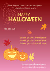 red orange banner for halloween - vector a4 template