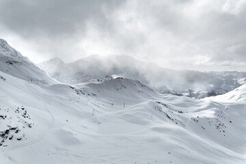 Skiing slopes from the top