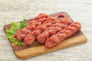 Raw beef kebab minced meat