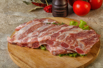 Raw pork ribs for cooking