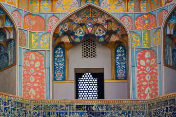Mosaic art detail of the Abdul Aziz Khan mosque in the Bukhara, Uzbekistan