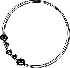 Pumpkin and circle. Round frame made of cobwebs on the theme of Halloween. Kolo.