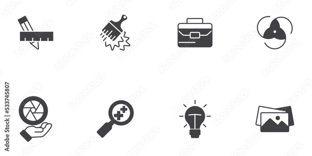 Poster design icons set . design pack symbol vector elements for infographic web