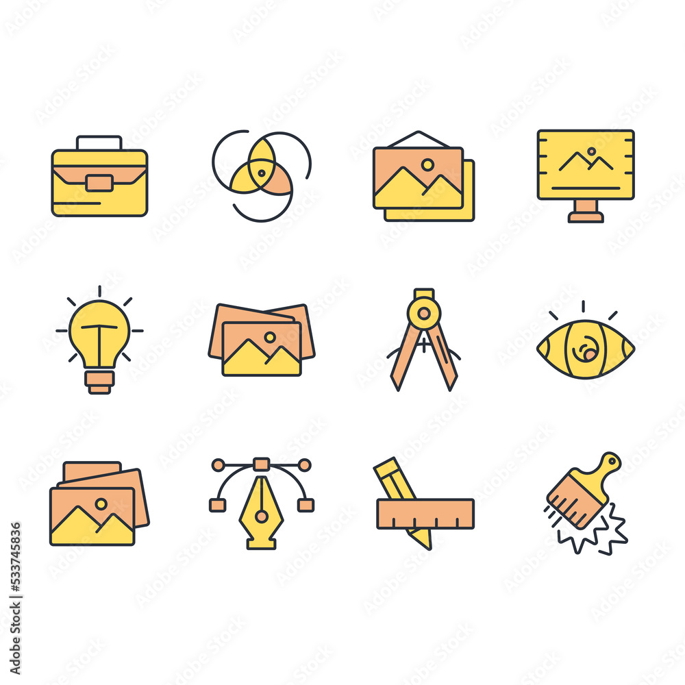 Poster design icons set . design pack symbol vector elements for infographic web