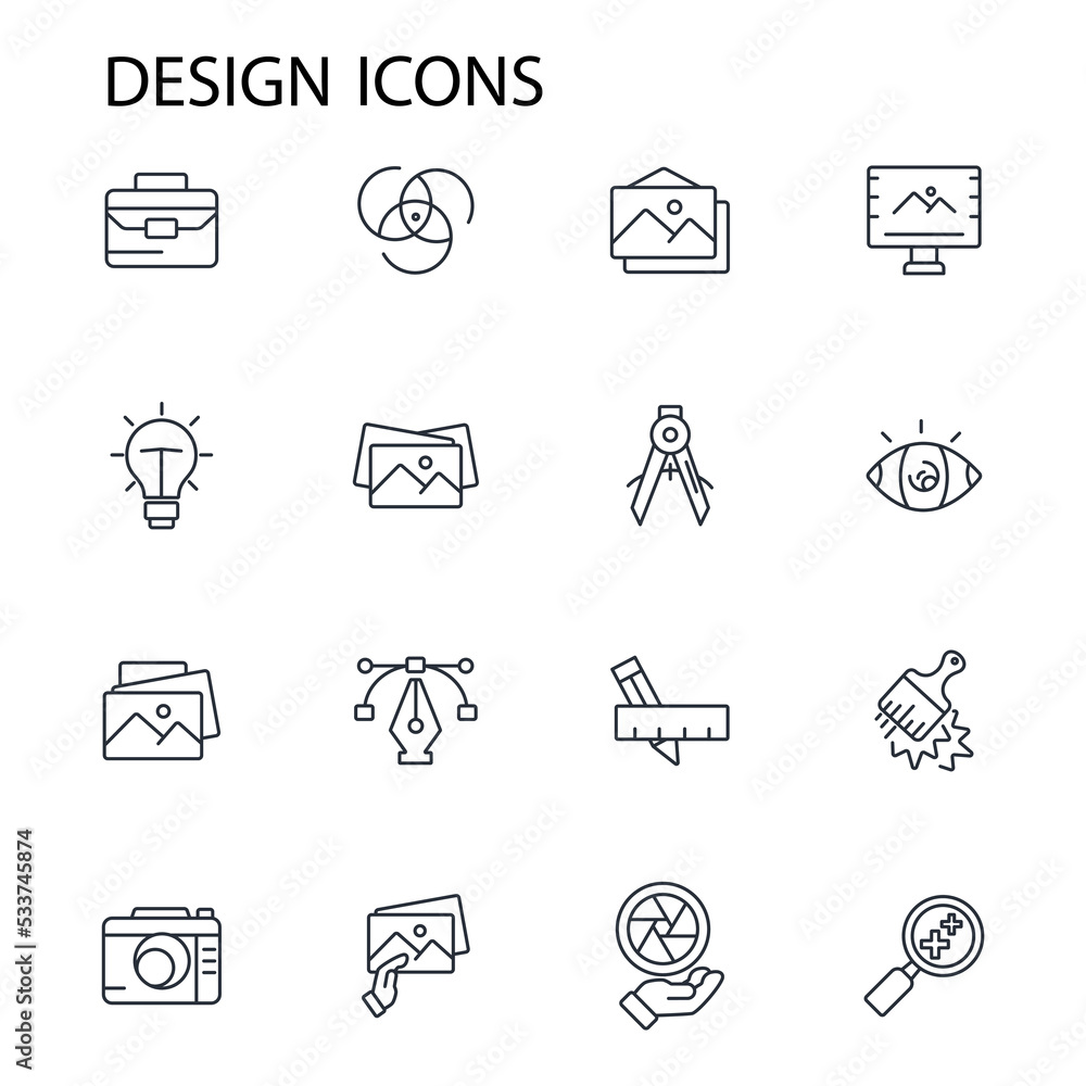 Poster design icons set . design pack symbol vector elements for infographic web