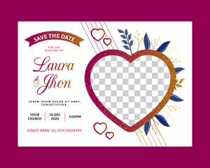 Wedding invitation card template with cute couple