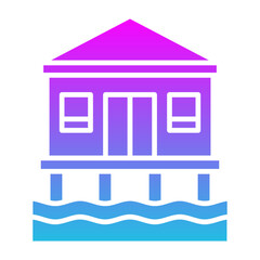 Bungalow Glyph Gradient Icon