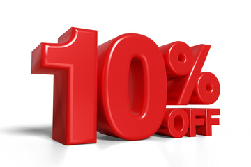 10% off 3d text banner sign, 3D illustration