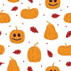 Pumpkin seamless pattern. Pumpkin background for Halloween festival