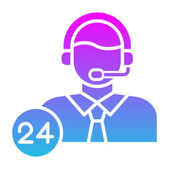 24 Hours Support Glyph Gradient Icon