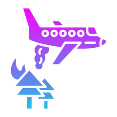 Firefighter Plane Glyph Gradient Icon