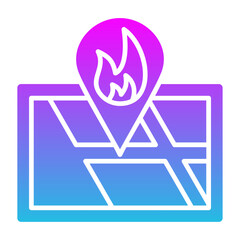 Fire Location Glyph Gradient Icon