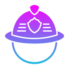 Firefighter Helmet Glyph Gradient Icon