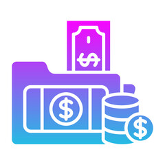 Money Folder Glyph Gradient Icon