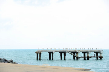 View on Black Sea and broken pier Batumi 