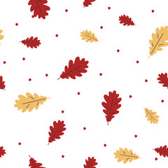 Autumn seamless pattern with oak leaves