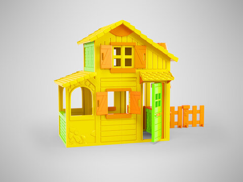 3D illustration of playground house for development on gray background with shadow