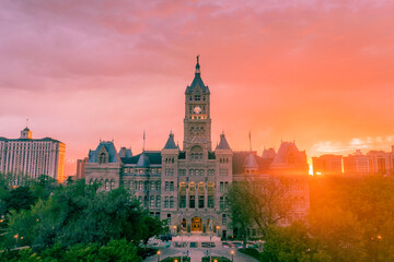 Sunset behind the Salt Lake City and County Building