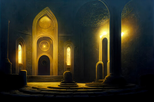 Fantasy World Temple Illustration RPG Concept Art