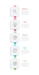 Vertical infographic design with icons and 5 options or steps. Thin line. Infographics business concept. Can be used for info graphics, flow charts, presentations, mobile web sites, printed materials.