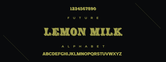 LEMON MILK  Elegant alphabet letters font and number. Classic Lettering Minimal Fashion Designs. Typography modern serif fonts decorative vintage design concept. vector illustration