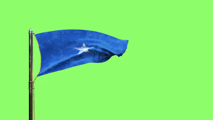 waving flag of Somalia for state holiday on green screen, isolated - object 3D illustration