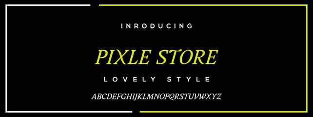 PIXILE  Luxury Minimal Modern Tech Alphabet Letter Fonts. Typography minimal style font set for logo, Poster. vector san sans serif typeface illustration.