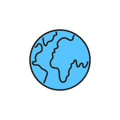 Earth icon. High quality coloured vector illustration.
